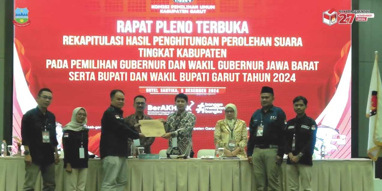 Pleno KPU Garut Selesai, Pilkada Garut Dimenangkan Oleh Syakur - Putri